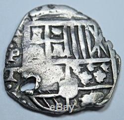 1621 Spanish Silver 1 Reales Piece of 8 Real Colonial Cob Pirate Treasure Coin