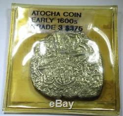 1622 Atocha Shipwreck 8 Reales Spanish Silver Dollar Cob Grade 3 COA Mel Fisher