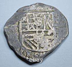 1628 Spanish Silver 2 Reales Genuine Dated 1600's Pirate Treasure Cob Cross Coin