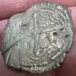 (1636-1666) Mexico 4 Reales Silver Cob Test Cut & Chop Marks Philip IV 12.6g