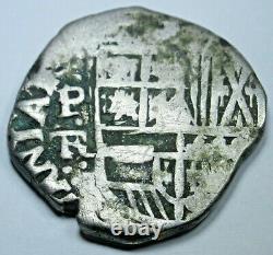 1636-47 Bolivia Silver 2 Reales Antique 1600's Spanish Colonial Pirate Cob Coin