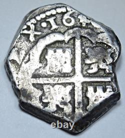 1640's Spanish Silver 2 Reales Antique Colonial Pirate Treasure 1600's Cob Coin