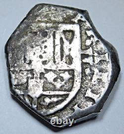 1640's Spanish Silver 2 Reales Antique Colonial Pirate Treasure 1600's Cob Coin