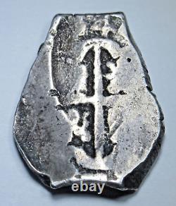 1640s Spanish Silver 2 Reales Genuine Dated Colonial 1600s Pirate Cob Cross Coin