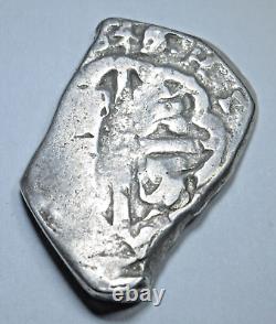 1643 Spanish Silver 2 Reales Genuine Dated 1600's Pirate Treasure Cob Cross Coin