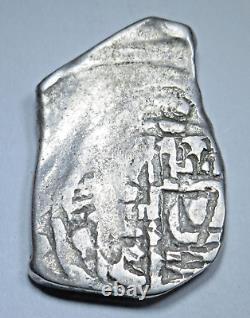 1643 Spanish Silver 2 Reales Genuine Dated 1600's Pirate Treasure Cob Cross Coin