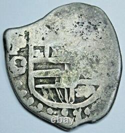 1650 Bolivia Silver 1 Reales Antique 1600's Old Spanish Colonial Pirate Cob Coin