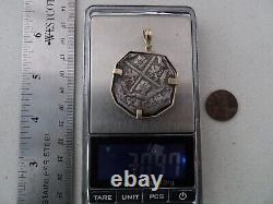 1650 Era Spain 8 Reales Cob Silver Pirate Coin 8 Real Pendant/bezel 14 Kt Gold