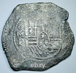 1650's Mexico Shipwreck Silver 8 Reales 1600's Spanish Colonial Pirate Cob Coin