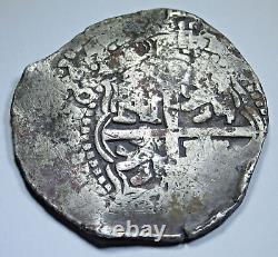 1651-52 Crowned F Countermark Bolivia Silver 8 Reales Spanish Colonial Cob Coin