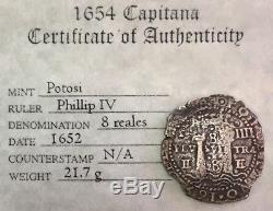 1652 P Silver Potosi Transitional 8 Reales Cob Salvage Treasure La Capitana Coa