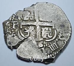 1656 Spanish Bolivia Silver 2 Reales Colonial 1600's Pirate Treasure Cob Coin