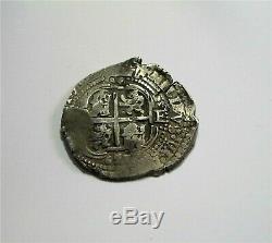 1657 E Spain, Colonial Bolivia Potosi 8 Reales Silver Cob Coin Double Date