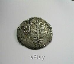1657 E Spain, Colonial Bolivia Potosi 8 Reales Silver Cob Coin Double Date
