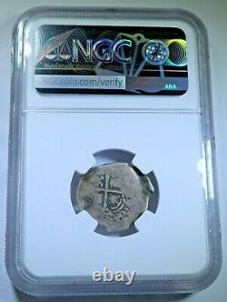 1659 Clipped Spanish Bolivia Silver 2 Reales NGC Antique 1600's Pirate Cob Coin
