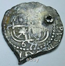 1659 Spanish Bolivia Silver 1 Reales Antique Colonial Old 1600's Pirate Cob Coin