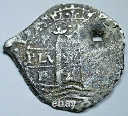 1659 Spanish Bolivia Silver 1 Reales Antique Colonial Old 1600's Pirate Cob Coin
