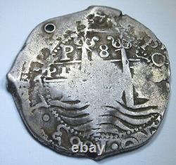 1663 Bolivia Silver 8 Reales Two Dates Spanish Colonial Dollar 1600's Cob Coin