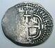 1665 Bolivia Silver 1 Reales Antique Spanish Colonial 1600's Pirate Cob Coin