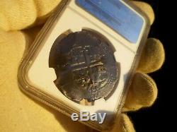 1666 Bolivia 8 Reales Piedmont Shipwreck Silver Dollar Cob Colonial Coin