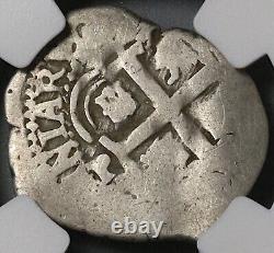 1666 NGC Bolivia Cob 1 Real Potosi Philip IV Colonial Silver Coin (22072501C)