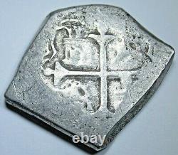 1668-1701 Mexico Silver 4 Reales Genuine Spanish Colonial 1700's Pirate Cob Coin
