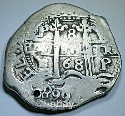 1668 Bolivia Silver 8 Reales Three Dates Spanish Colonial Dollar Pirate Cob Coin