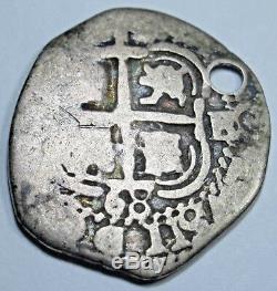 1668 Spanish Silver 1 Real Piece of 8 Reales Colonial Cob Pirate Treasure Coin