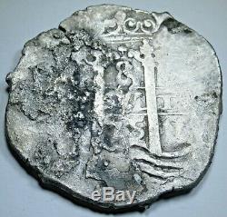 1675 Spanish Shipwreck Silver 8 Reales Eight Real Old Pirate Treasure Cob Coin
