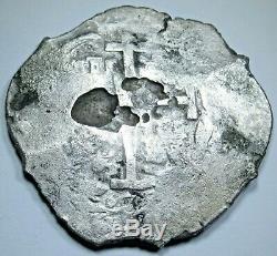 1675 Spanish Shipwreck Silver 8 Reales Eight Real Old Pirate Treasure Cob Coin