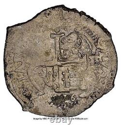 1676 P E Bolivia Charles II Cob 8 Reales NGC AU Details Shipwreck 26.46g Silver