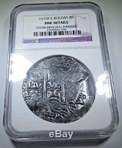 1676 Spanish Silver 8 Reales Cob Coin Eight Real Colonial Dollar Pirate Treasure