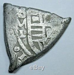 1677-1701 Spanish Mexico Silver 1 Reales L Assayer One Real Old Antique Cob Coin