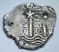 1680 Spanish Bolivia Silver 2 Reales Genuine 1600's Old Pirate Treasure Cob Coin