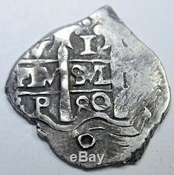 1680 Spanish Potosi 1 Real Silver Reales Pendant Colonial Era Treasure Cob Coin