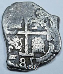 1681 VF Potosi Spanish Silver 1 Reales Piece of 8 Real Colonial Pirate Cob Coin