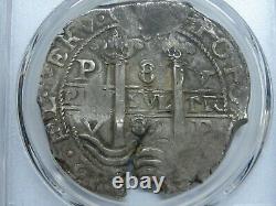 1682 Potosi 8 Real Cob Pcgs Au50 Bolivia Charles II Assay V Silver Colonial Era
