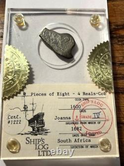 1682 Shipwreck Joanna Silver 4 Real Cob #9bh