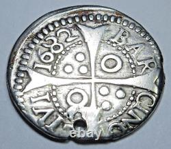 1682 Spanish Barcelona Silver 1 Reales Croat Old Pirate Treasure Cross Cob Coin