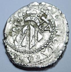 1684 Spanish Valencia Silver 1 Reales Genuine 1600s Old Pirate Treasure Cob Coin