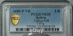 1685 PCGS VF 35 Bolivia Cob 2 Reales Potosi Colonial Coin POP 1/0 (22082201C)