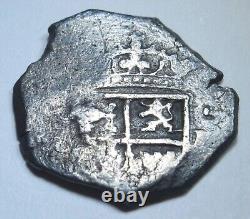 1686-1699 Maria Type Spanish Silver 2 Reales Antique 1600's Pirate Cob Coin