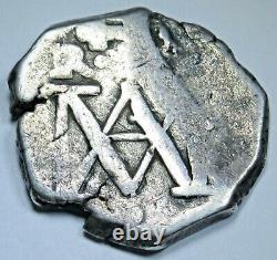 1686-1699 Maria Type Spanish Silver 4 Reales Antique 1600's Pirate Cob Coin