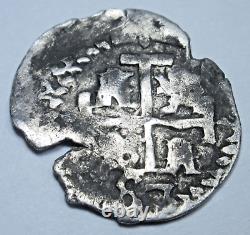 1687 Spanish Bolivia Silver 1/2 Reales 1600s Date Pirate Treasure Cob Cross Coin