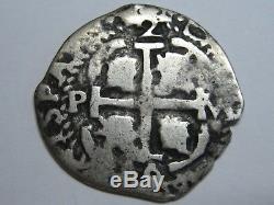 1689 Potosi 2 Real Cob Charles II Assayer Vr Bolivia Spain Pirate Silver Coin
