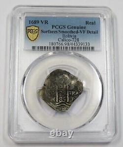 1689 VR PCGS VF Detail Silver Bolivia Real Calico-728 Cob Coin Item #33423A