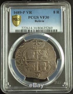 1689-p Vr Silver 8 Reales Potosi Bolivia Vf 30 Pcgs Pirate Colonial Cob Genuine