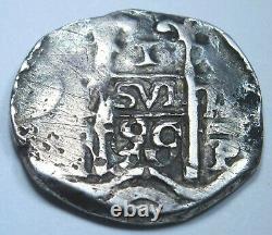 1690 Bolivia Silver 1 Reales Genuine Antique 1600's Pirate Treasure Cob Coin