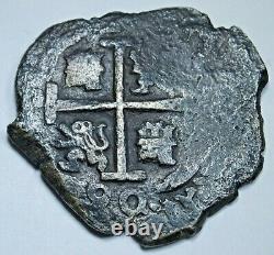 1690 Spanish Bolivia Silver 2 Reales Antique Genuine Colonial Pirate Cob Coin