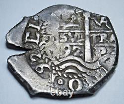 1692 Spanish Bolivia Silver 2 Reales Three Dates Genuine 1600's Pirate Cob Coin